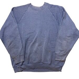 Fruit of the Loom Sweatshirt Mens L Blue Vintage 90s Raglan Blank Made in USA